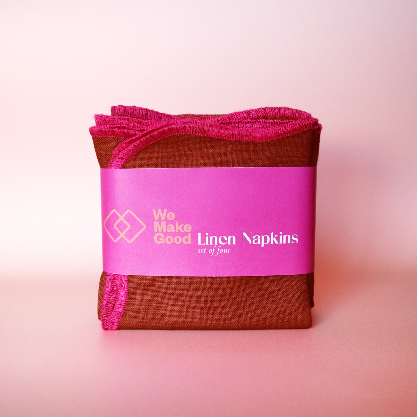 Linen Scalloped Napkins - Pomegranate | Set of 4