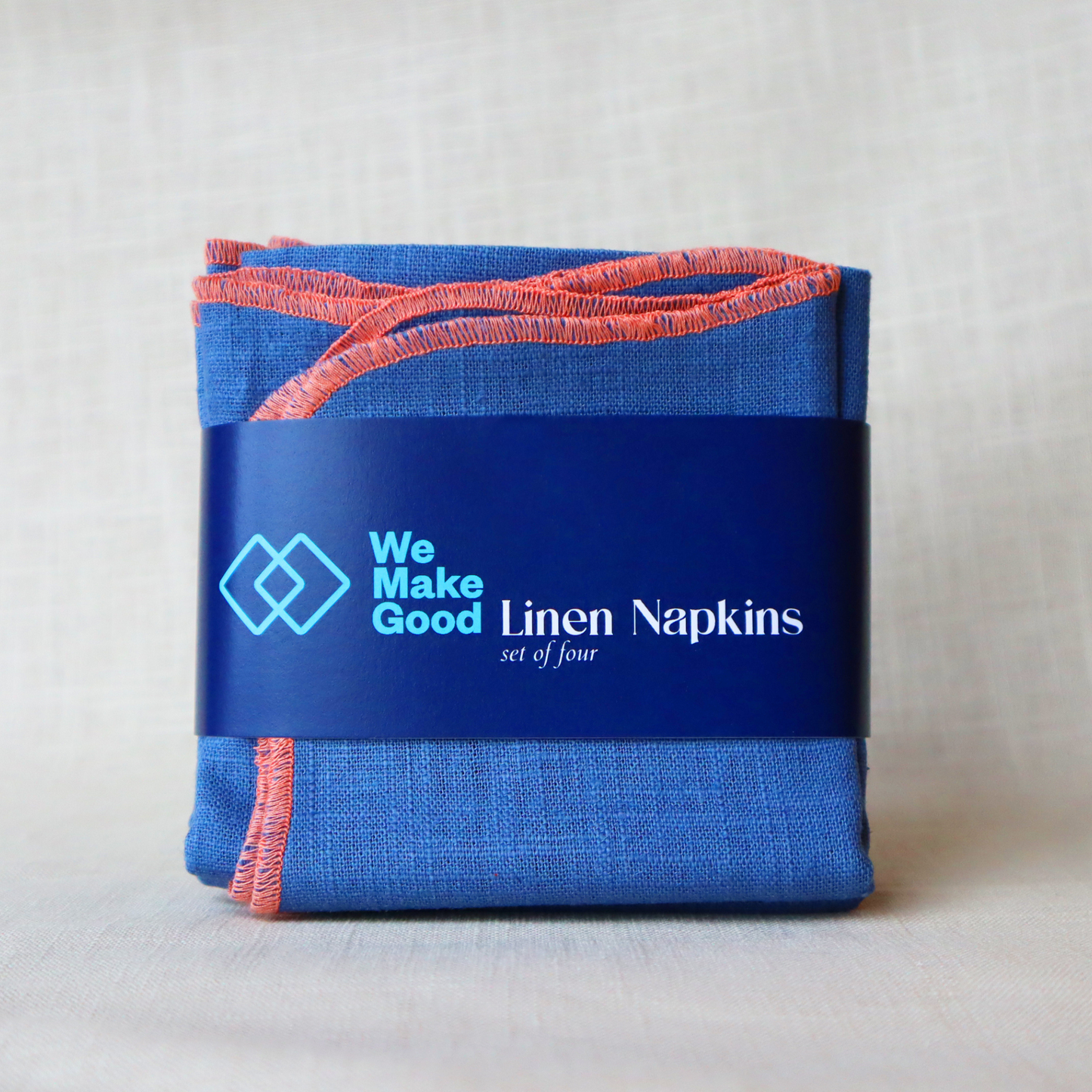Linen Scalloped Napkins - Blueberry | Set of 4
