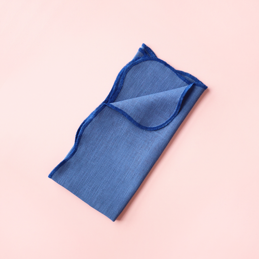 Linen Scalloped Napkins - Spring Gentian | Set of 4