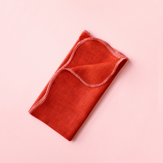 Linen Scalloped Napkins -  Peach | Set of 4