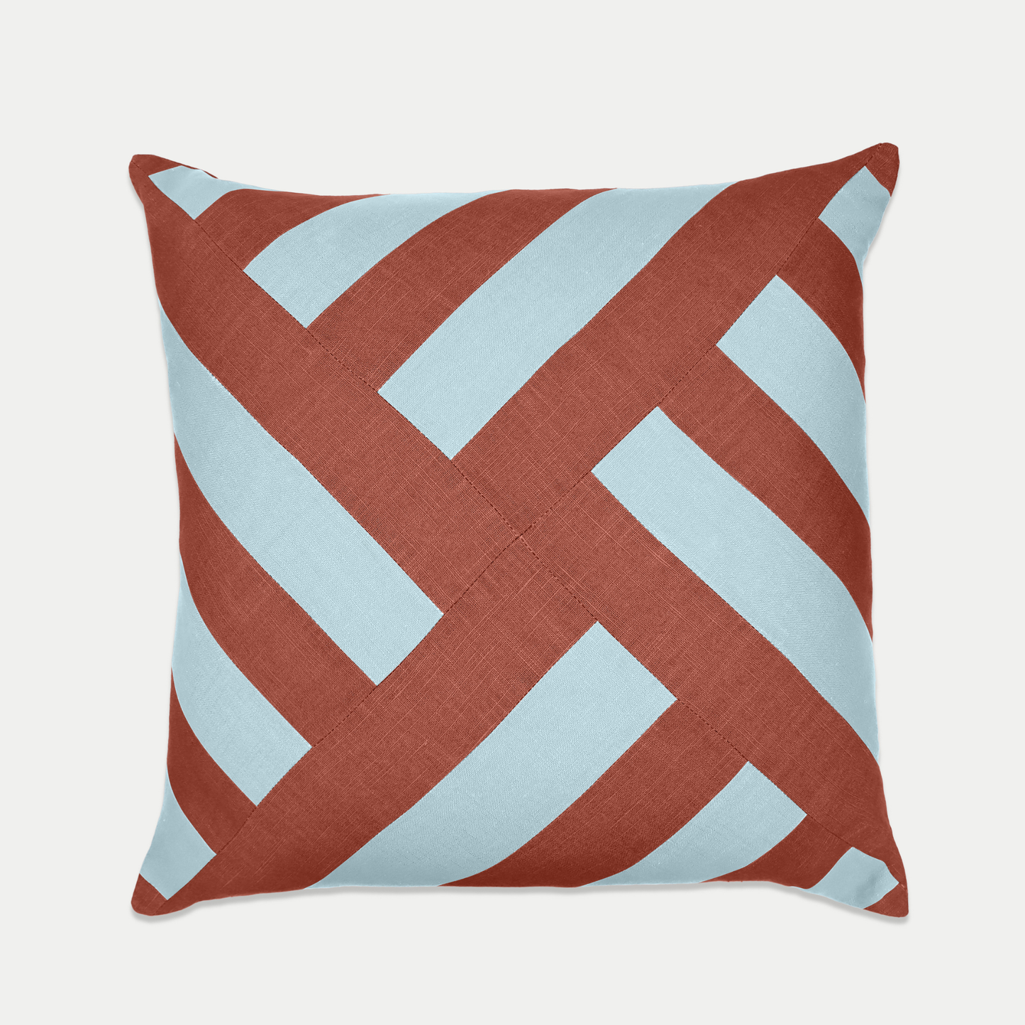 Linen Patchwork Cushion | Periwinkle & Rust