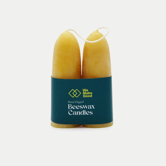 Dipped Beeswax Long Burning Candles 2 Pack 12cm