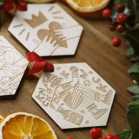 3 Neighbours Knocking — Handmade Irish Christmas Decoration